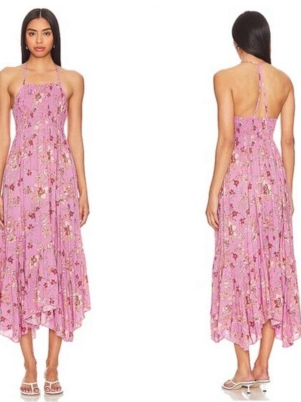 FREE PEOPLE Heat Wave Printed Pink Maxi Floral Dress Size XS, Like New